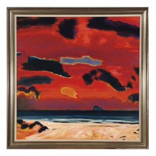 John Houston - Bass Rock and Red Sky