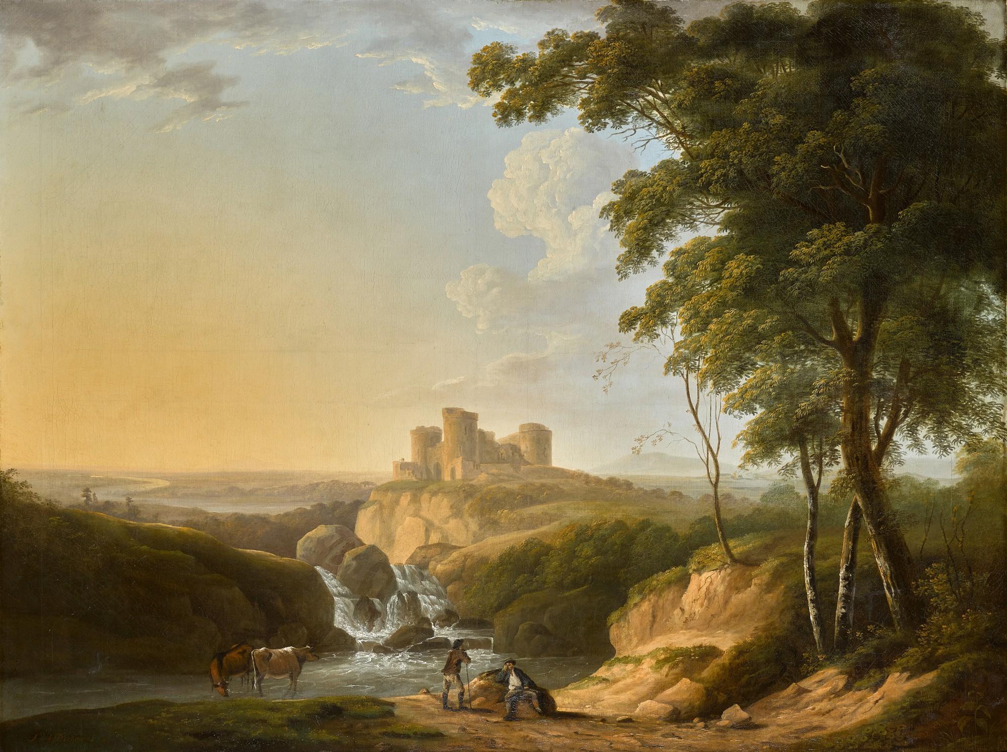 John Inigo Richards, R.A. - An Extensive Landscape With A View Of Chepstow Castle On A Hill Beyond