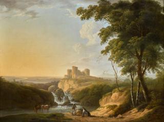 John Inigo Richards, R.A. - An Extensive Landscape With A View Of Chepstow Castle On A Hill Beyond