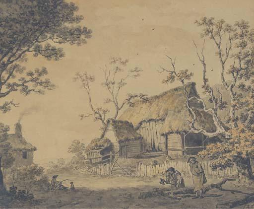 John Inigo Richards, R.A. - Figures outside a cottage