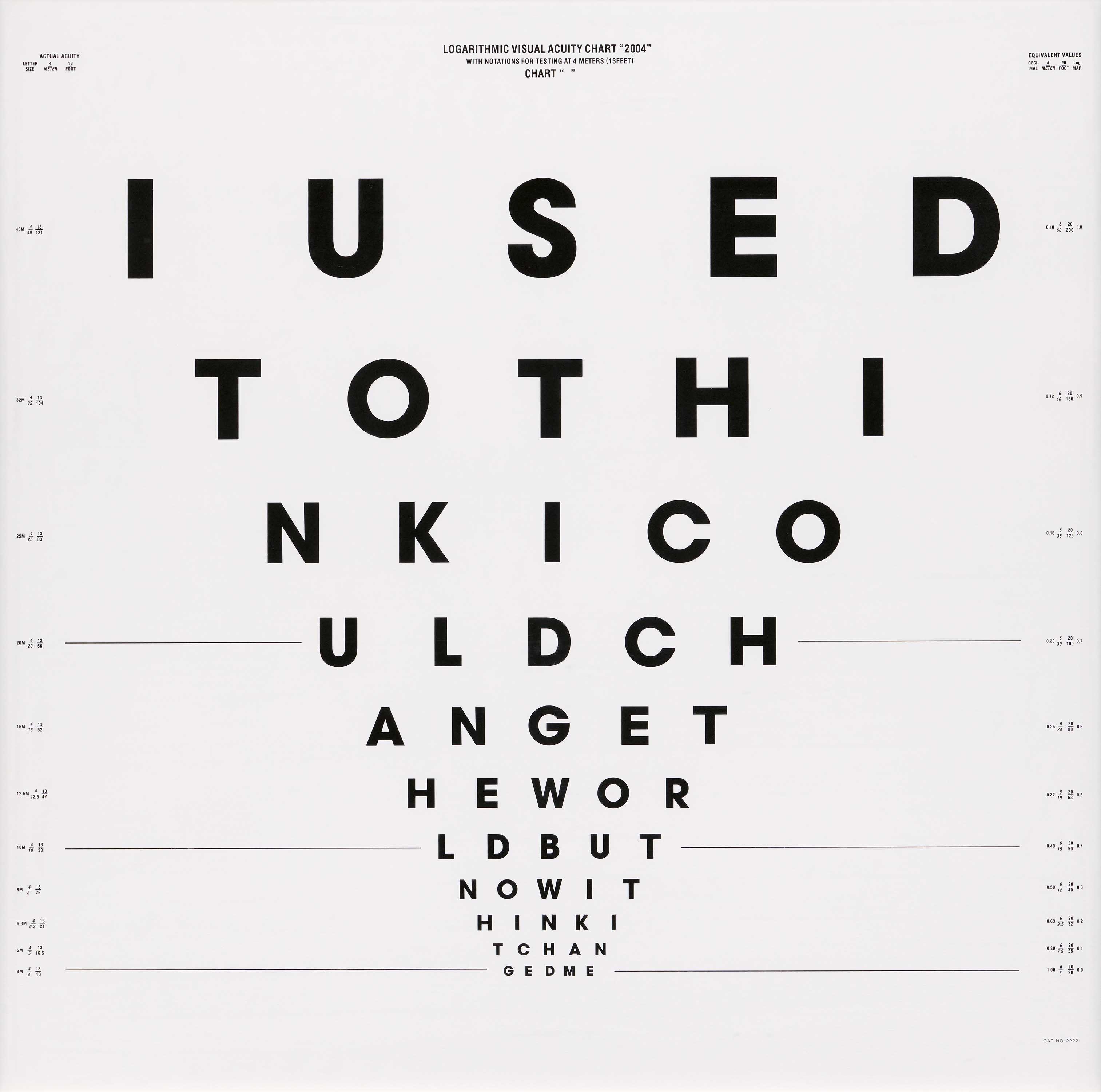 John Isaacs - I used to think I could change the world but now I think it changed me (Eye Chart).