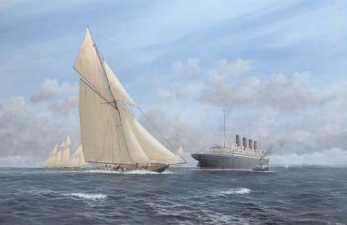 John J. Holmes - Britannia Crossing The Stern of Mauretania