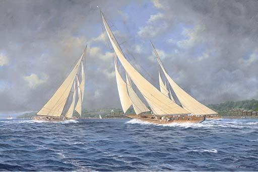 John J. Holmes - Britannia, Endeavour And Candida Sparring For The Finishing Line