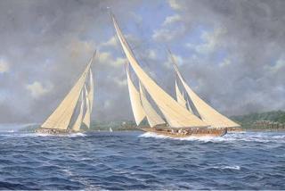 John J. Holmes - Britannia, Endeavour And Candida Sparring For The Finishing Line