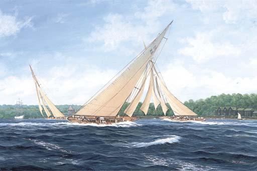 John J. Holmes - Candida And Astra Tacking For The Finishing Line Off The Royal Yacht Squadron, Cowes