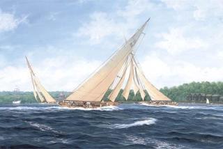 John J. Holmes - Candida And Astra Tacking For The Finishing Line Off The Royal Yacht Squadron, Cowes