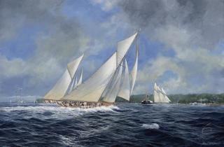 John J. Holmes - Cicely, Paula and White Heather heading to windward off Cowes