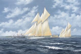 John J. Holmes - The schooner yacht Germania leading the fleet