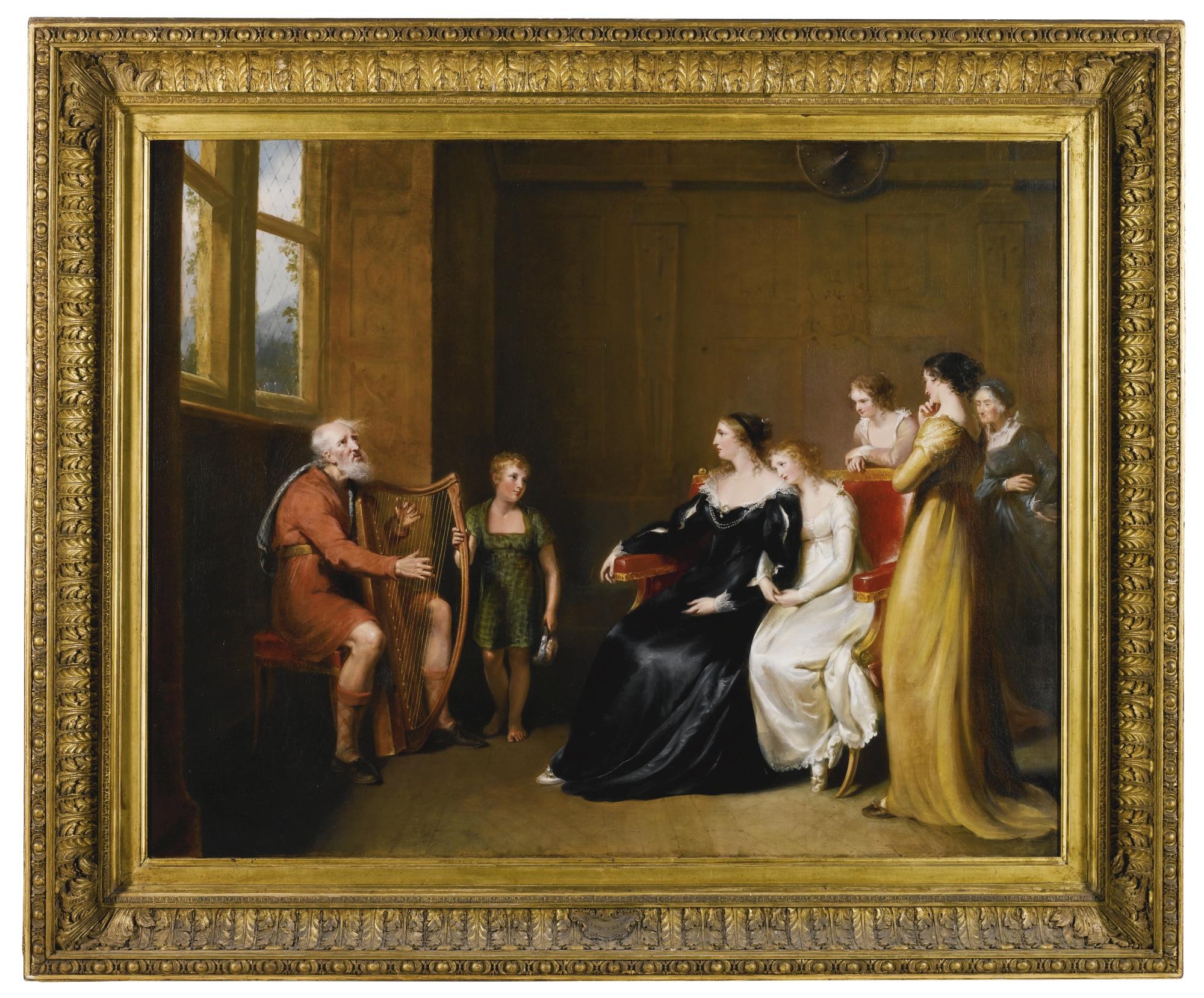 John James Masquerier, R.A. - The Minstrel Singing His Lay To The Duchess Of Buccleugh; From Walter Scott\'S The Lay Of The Last Minstrel, 1805 