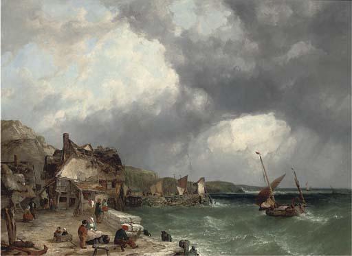 John James Wilson - On The Coast At Etretat, France
