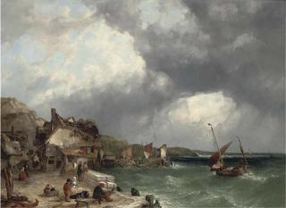 John James Wilson - On The Coast At Etretat, France