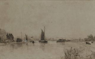 John Joseph Cotman - Surlingham Ferry (illustrated); and Hay barges on the river at Thorpe, Norfolk
