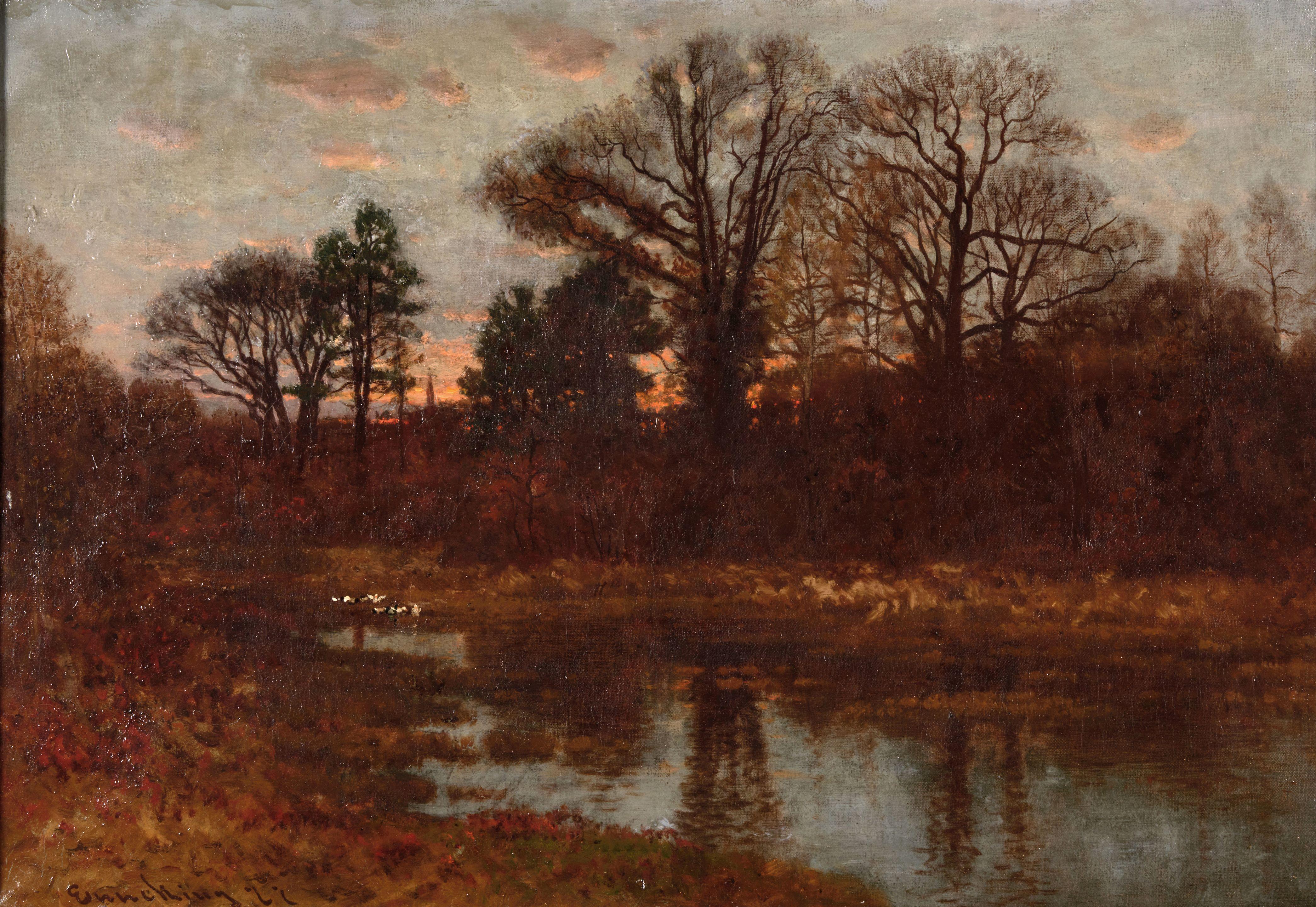 John Joseph Enneking - Afterglow and Autumn Reflection