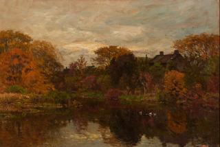 John Joseph Enneking - Early Autumn, Neponset River, Hyde Park, alternately titled The Summer House on the Neponset River