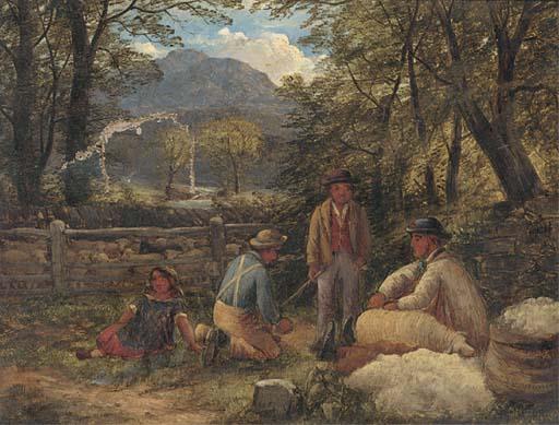 John Joseph Hughes - Hillside sheep shearing