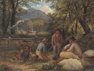 John Joseph Hughes - Hillside sheep shearing