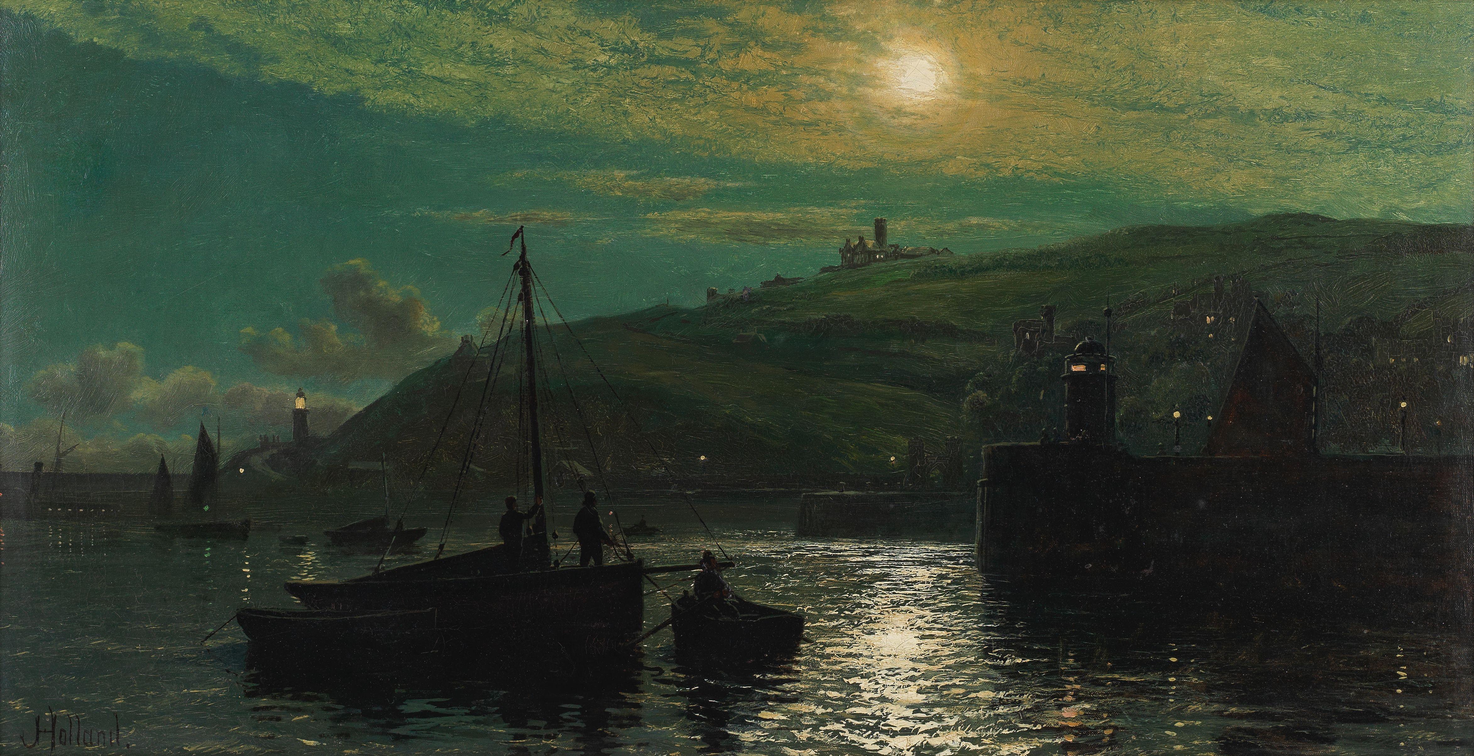 John Jr. Holland - A harbour in moonlight