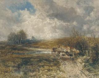 John Keeley - A timber wagon at the ford (illustrated); and Loading timber