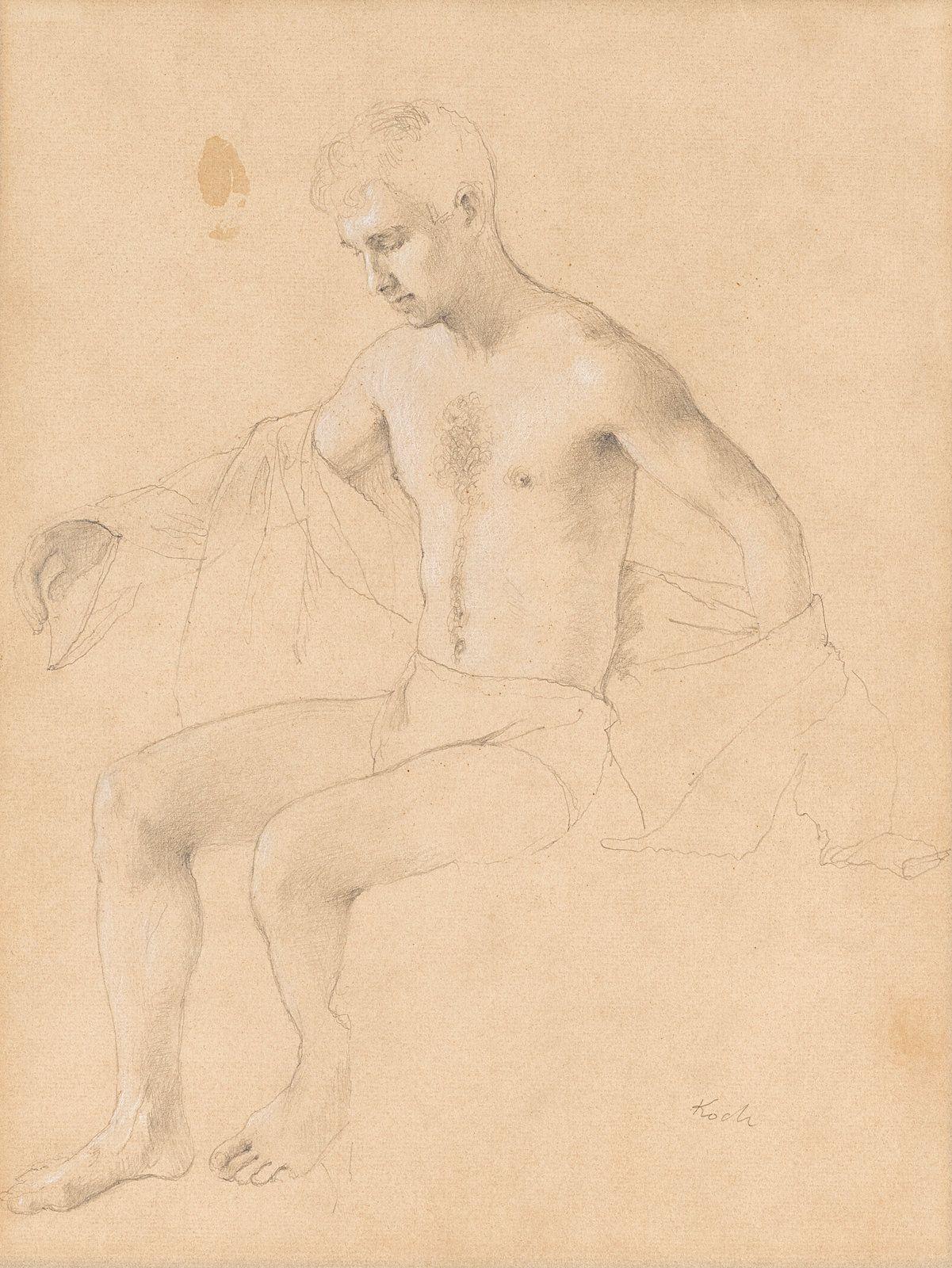 John Koch - Male Model Seated with Shirt