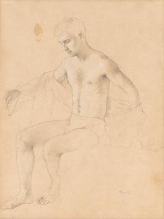 John Koch - Male Model Seated with Shirt