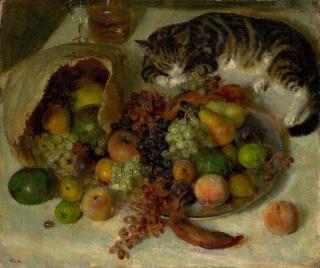 John Koch - Still Life with Fruit and Cat