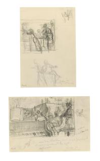John Koch - Two Studies for Three Musicians: A Pair of Works 9 x 6 in. (22.9 x 15.2 cm.); 6 x 9 in. (15.2 x 22.9 cm.)