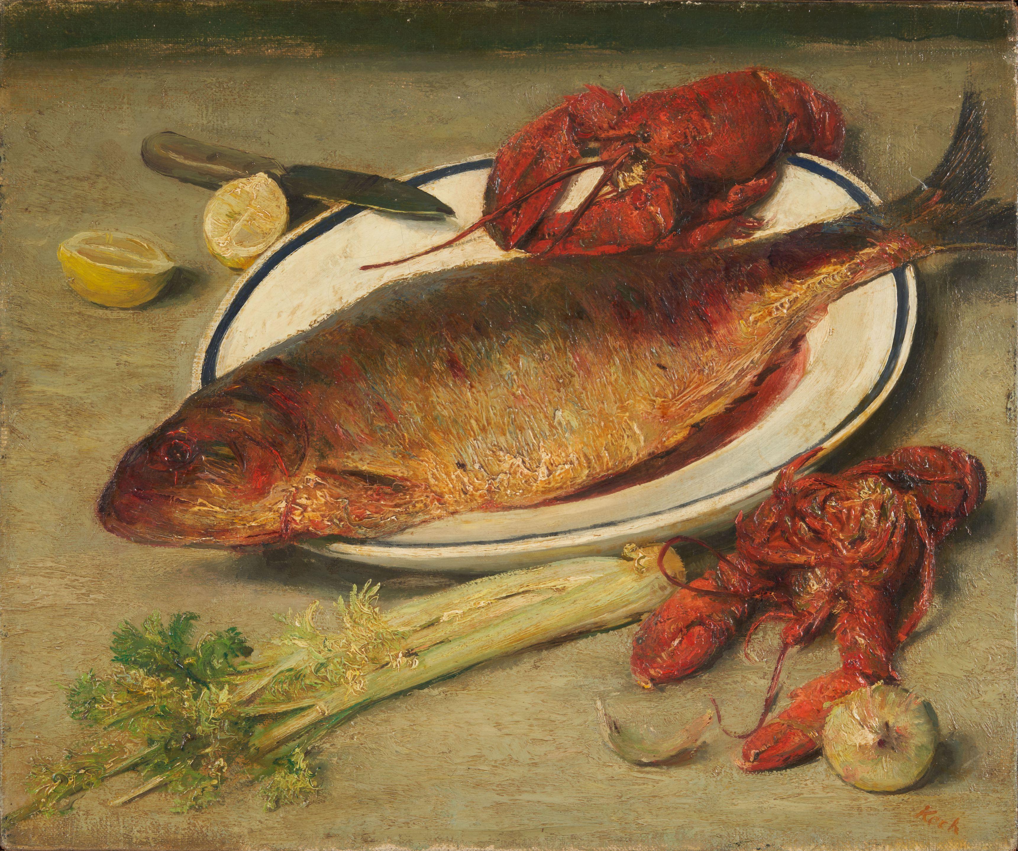 John Koch - Untitled (Still Life with Fish and Lobster)