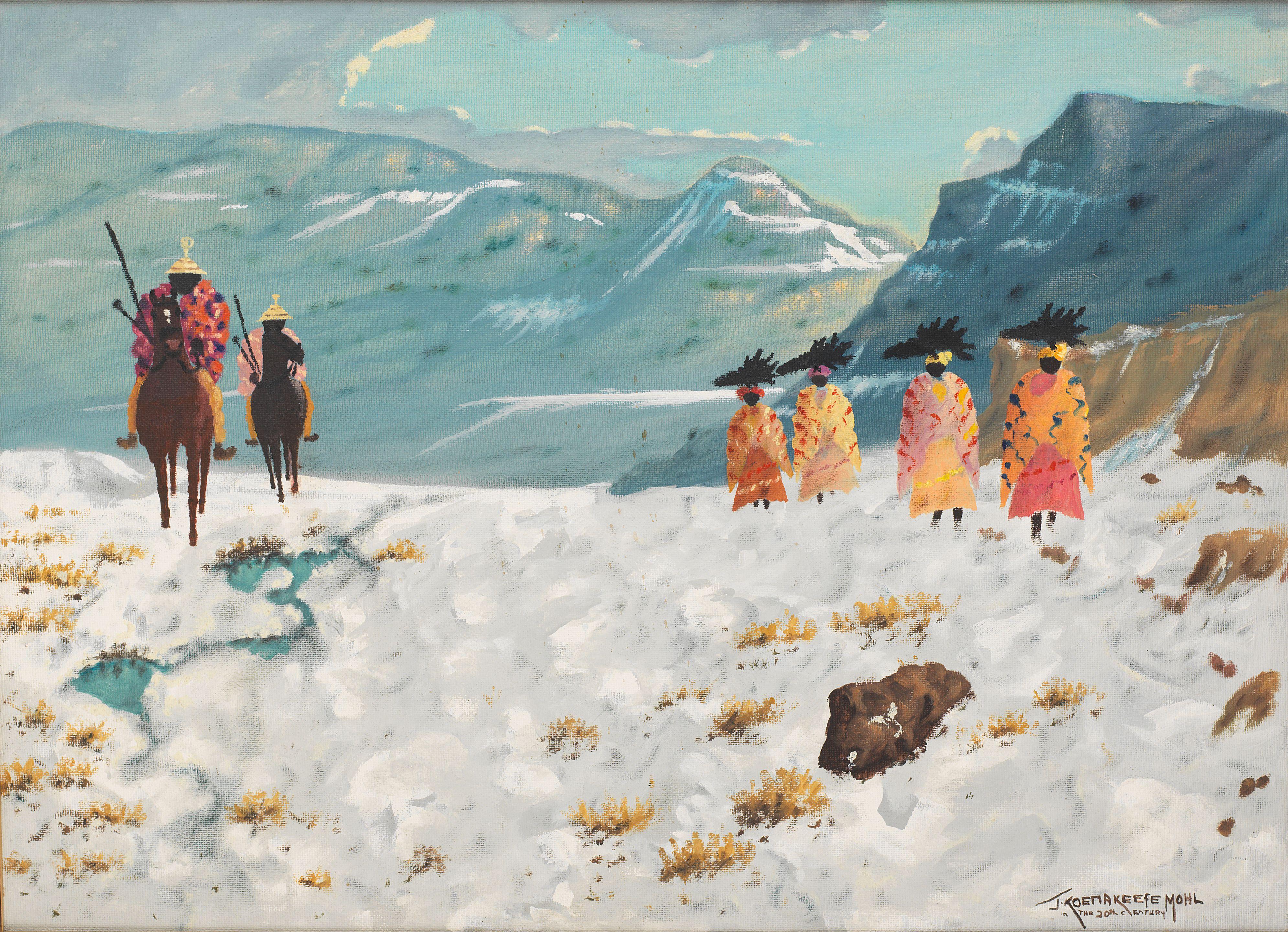 John Koenakeefe Mohl - Women of Lesotho, carrying firewood in snow