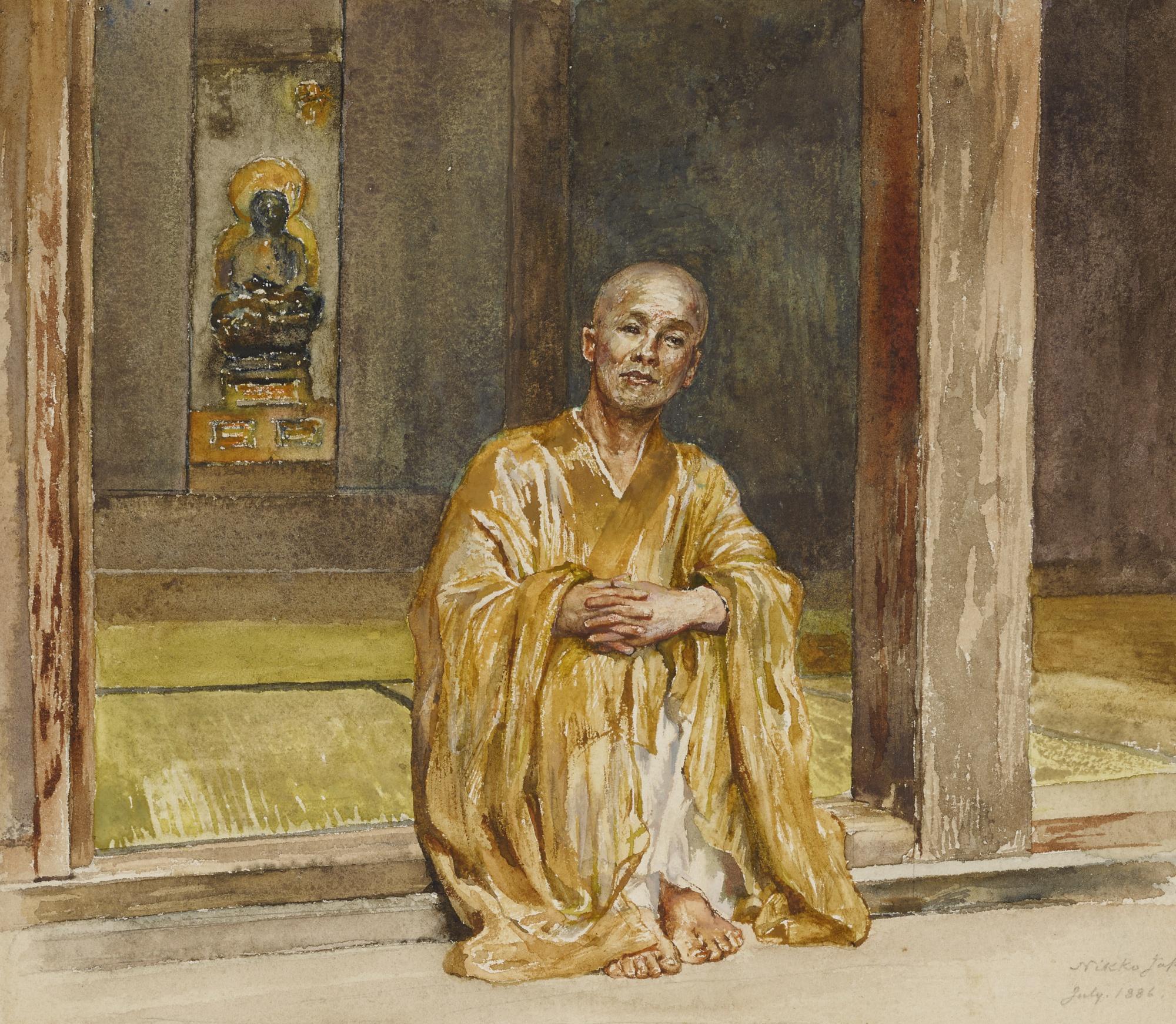 John La Farge - Portrait Of Our Landlord, The Buddhist Priest, At The Door Of The Clergy House, Iyemitsu Temple, Nikko (Portrait Of Suzuki)