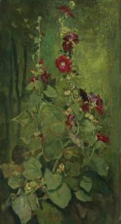 John La Farge - Red Hollyhocks