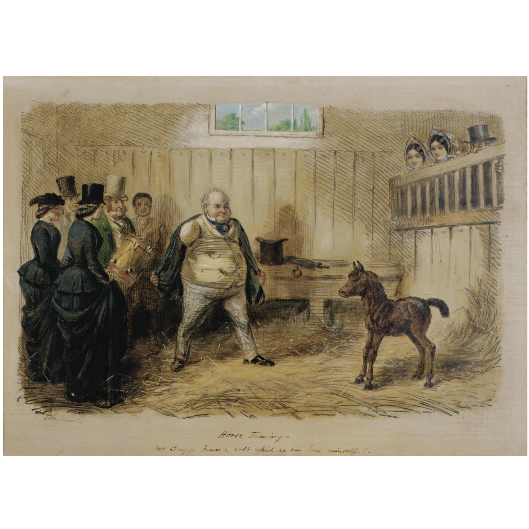John Leech - Mr Briggs Taming A Colt Which He Has Bred Himself