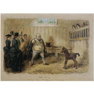 John Leech - Mr Briggs Taming A Colt Which He Has Bred Himself