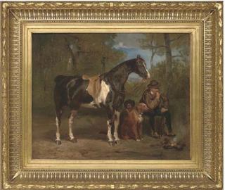 John Lewis Brown - A huntsman smoking at a campfire