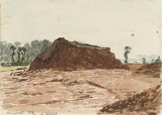 John Linnell - An area of cleared ground with a mound of earth at Bayswater