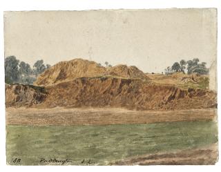 John Linnell - Kensington Gravel Pits (recto); Study of a cow lying down (verso)
