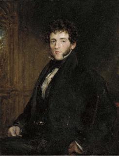 John Linnell - Portrait of a Gentleman, three-quarter-length, seated, in a black coat