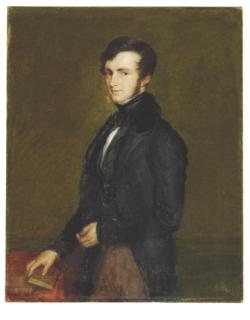 John Linnell - Portrait of John Davies Gilbert, three-quarter-length, standing beside a table