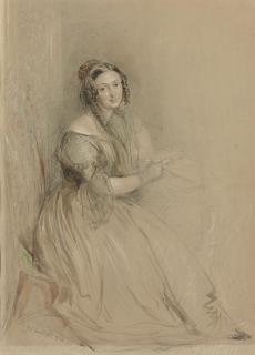 John Linnell - Portrait Of Mrs Nasmyth, Full-Length, Seated And Holding A Letter In Her Right Hand