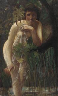 John Longstaff - A Female Nude In A Wooded Landscape