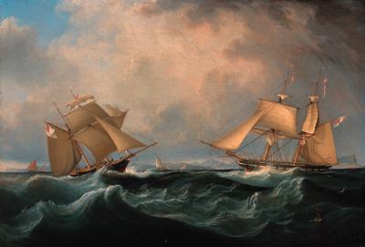 John Lynn - Lord Belfast\'s yachts Emily and Waterwich in the Straits of Gibraltar