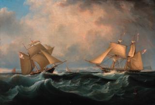 John Lynn - Lord Belfast\'s yachts Emily and Waterwich in the Straits of Gibraltar