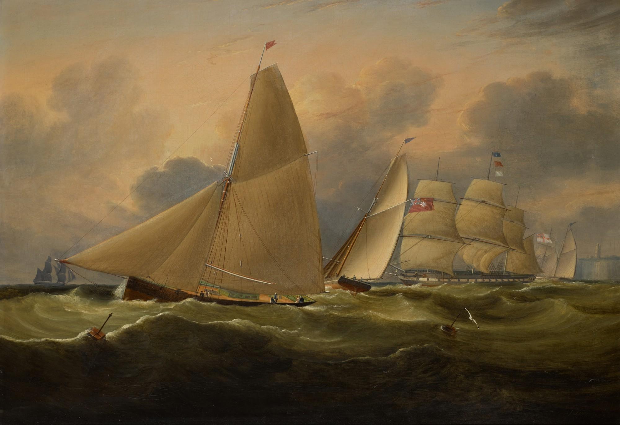 John Lynn - Revenue Cutters And A Frigate Off The English Coast 