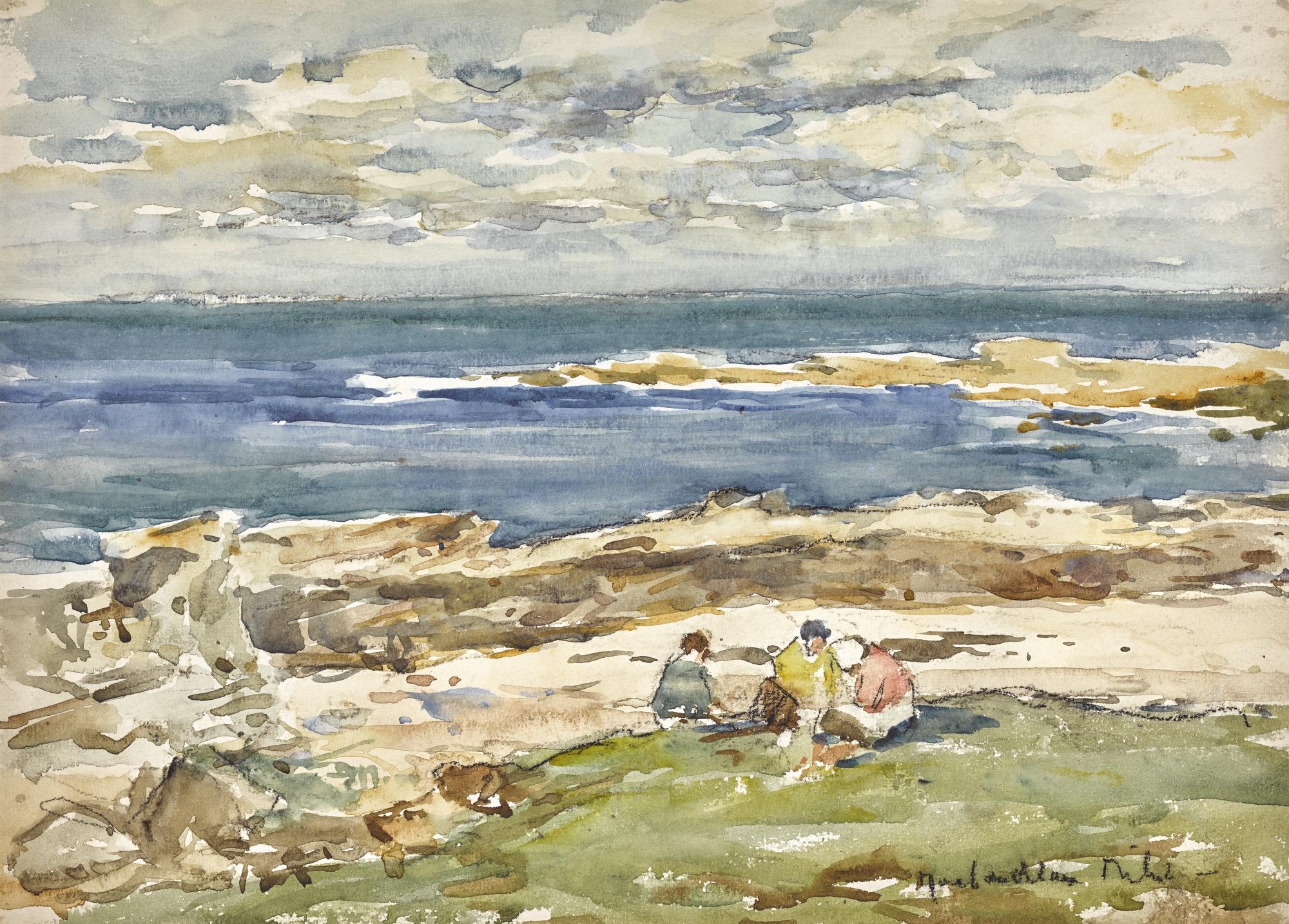 John Maclauchlan Milne, R.S.A. - A Blustery Day On The Dunes, Arran