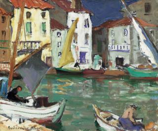 John Maclauchlan Milne, R.S.A. - The harbour, St Tropez, France