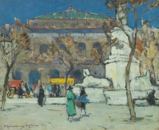 John Maclauchlan Milne RSA - Fontaine du Palmier, Place du Châtelet, Paris (1920)