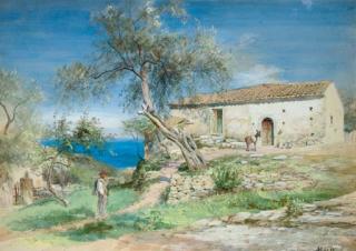 John Macwhirter, R.A., A.R.S.A., R.S.W. - A Villa At Taormina, Sicily