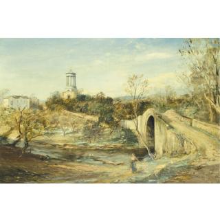 John MacWhirter R.A., H.R.S.A., R.I., R.E. - Brig O\'Doon And The Burns Monument