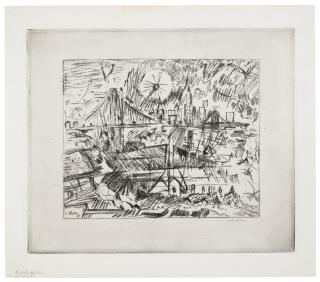 John Marin - Brooklyn Bridge From Brooklyn (The Sun)