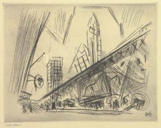 John Marin - Downtown, The El (Zigrosser 134)
