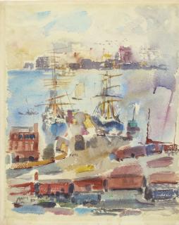 John Marin - River, Boats And Docks